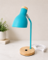 Preview: Lampada da tavolo schermata in metallo in 2 colori con base in legno e spina CH
