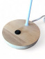 Preview: Tischlampe geschirmt Metall 3 Farben mit Holzfuss und CH-Stecker