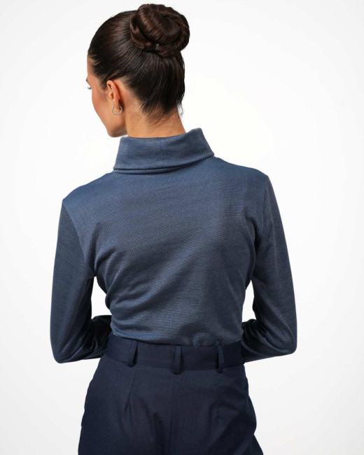 Preview: Rollkragenpullover VIP – Stilvoller Schutz mit Silbergarn-Technologie - Marineblau