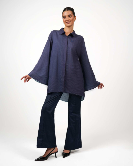 Oversize-Bluse VIP – Stilvoll geschützt mit Swiss Shield Ventus - Marineblau