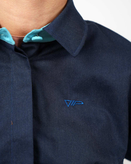 Preview: Crop Jacke VIP – Stil trifft Strahlenschutz - Marineblau