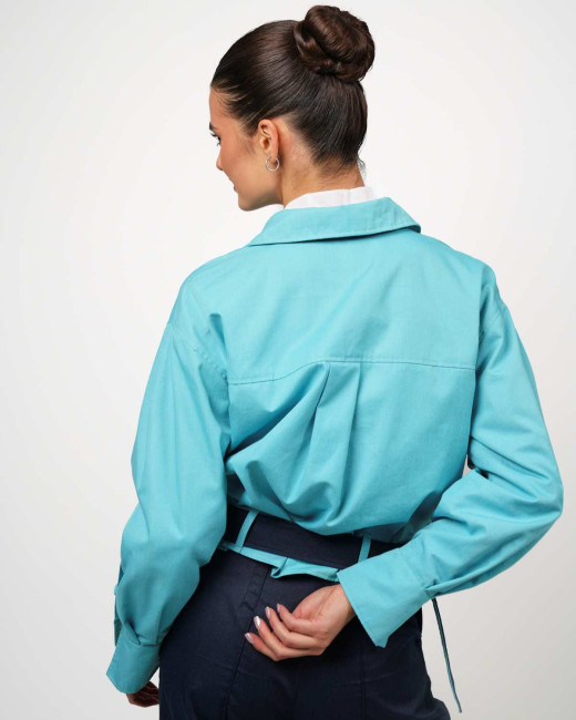 Preview: Crop Jacke VIP – Stil trifft Strahlenschutz - Türkis