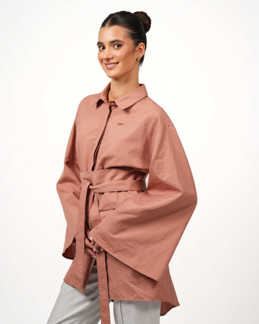 Oversize-Bluse VIP Swiss Shield Max Wear – Eleganz mit 5G-Schutz - Mocca Mousse