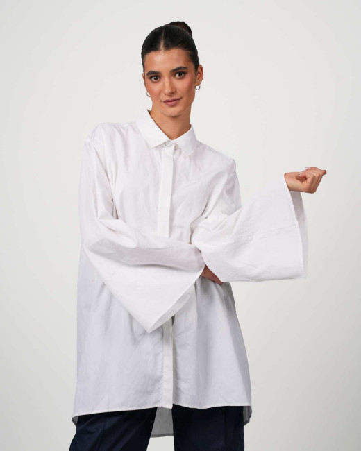 Oversize-Bluse VIP Swiss Shield Max Wear – Eleganz mit 5G-Schutz - Weiss