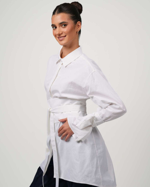 VIP Swiss Shield Max Wear oversized blouse – elegance with 5G protection - white