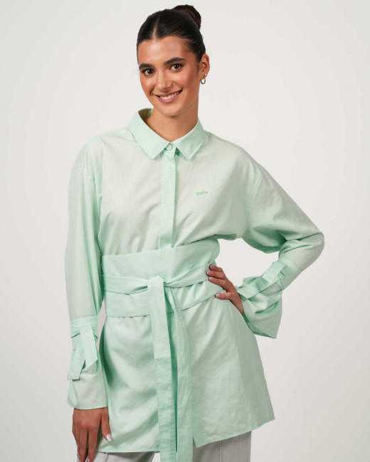 Preview: Oversize-Bluse VIP Swiss Shield Max Wear – Eleganz mit 5G-Schutz - Mintgrün