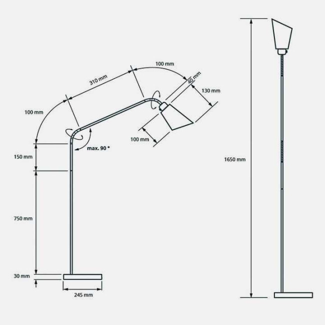 Stehleuchte geschirmt metall mit CH-Stecker
