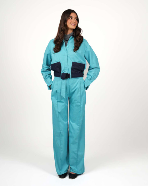 Preview: Crop Jacke VIP – Stil trifft Strahlenschutz - Türkis