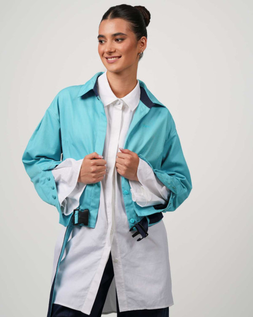 Preview: Blouse oversize VIP Swiss Shield Max Wear – Élégance et protection 5G - blanc