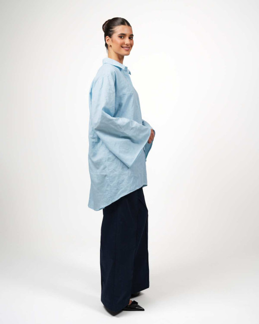 Preview: Oversize-Bluse VIP – Stilvoll geschützt mit Swiss Shield Ventus - Hellblau