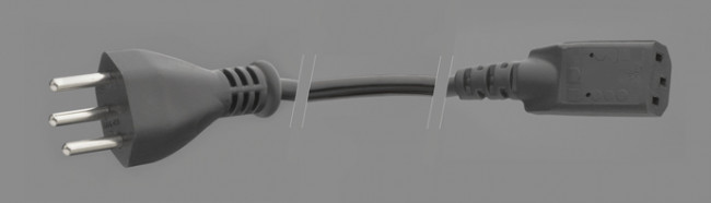 Netzanschlussleitung für Kaltgeräte (für Monitore etc.) geschirmt schwarz 2m mit Schweizer Stecker