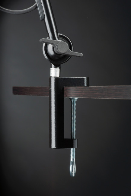 Work lamp 110 cm black shielded CH plug with table clamp base