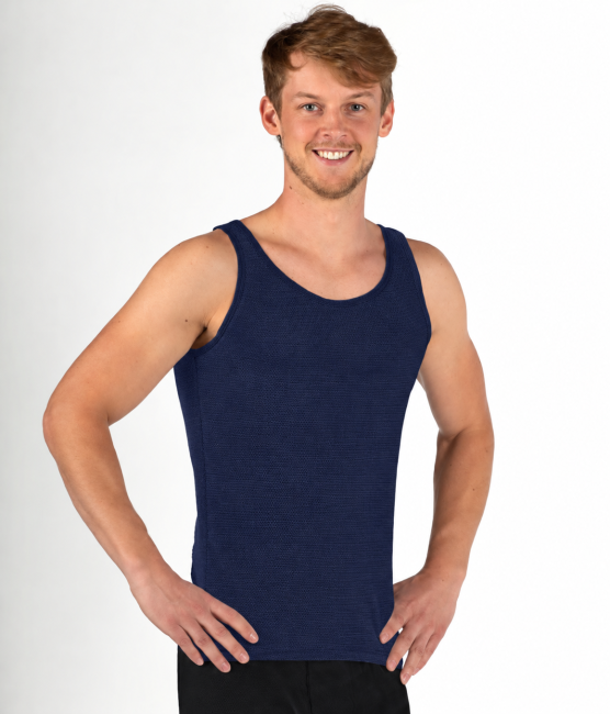 Preview: Camicia da uomo con spalline nero in cotone organico bianco a maglia argentata 30dB a 1GHz