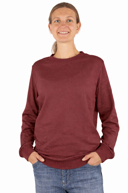 Wavesafe, 5G, Strahlenschutz, Damen Sweat Shirt Bio-Baumwolle Silber-Sweat Shirt Gestrick Bordeaux