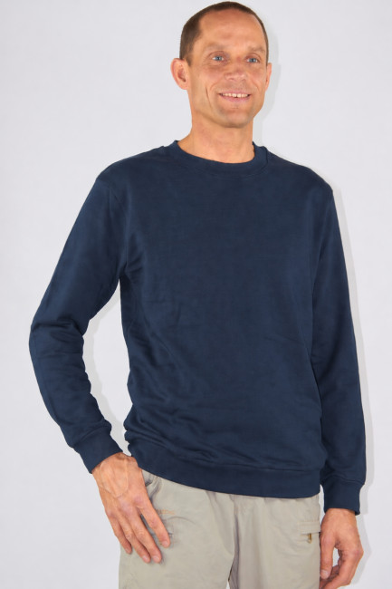 Herren Sweat Shirt Bio-Baumwolle Silber-Sweat Shirt Gestrick Royalblau-Marine 31dB bei 1GHz