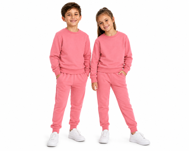 Wavesafe, 5G, Radiation Protection, Kids Leisure Suit Organic Cotton, Silver Sweat Shirt Knitted Old Pink