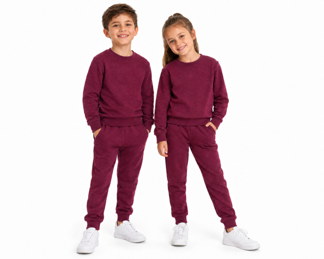 Children's Leisure Suit Organic Cotton, Silver Sweat Shirt Knitted Bordeaux