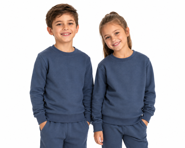 Wavesafe, 5G, Strahlenschutz, Kinder Sweat Shirt Bio-Baumwolle, Silber-Sweat Shirt Gestrick Anthrazit