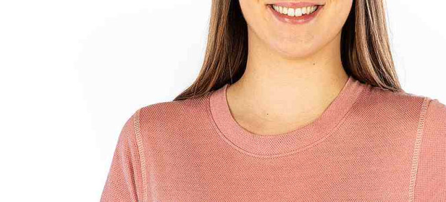 T-Shirt pour dames en coton bio vieux rose avec fil d'argent 29 dB à 1 GHz