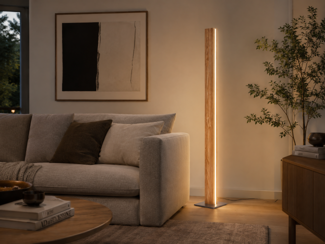 Lampada da terra schermata in rovere a LED senza sfarfallio - Kopie