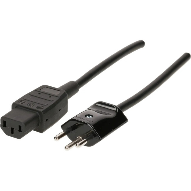 Netzanschlussleitung für Kaltgeräte (für Monitore etc.) geschirmt schwarz 2m mit Schweizer Stecker