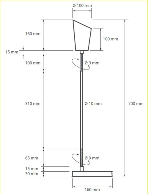 Tischlampe verstellbar geschirmt ca. 50cm Stahl und Alu mit CH-Stecker