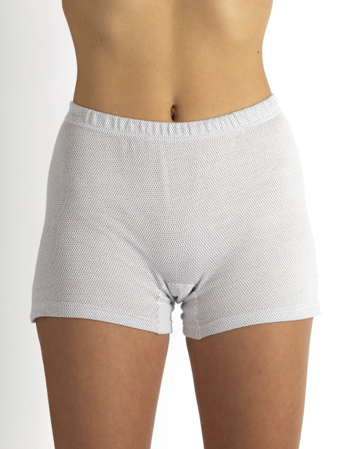 Damen Panty weiss Bio Baumwolle mit Silbergestrick