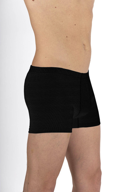 Herren Boxershorts schwarz Bio Baumwolle mit Silbergestrick