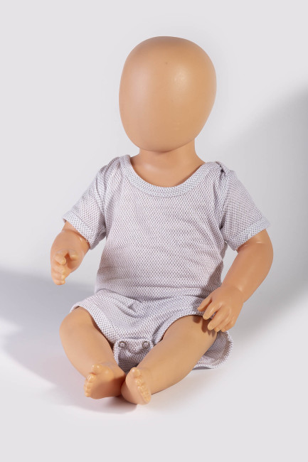 Wavesafe, 5G, Strahlenschutz, Baby Body Kurzarm weiss Bio BW Silbergestrick