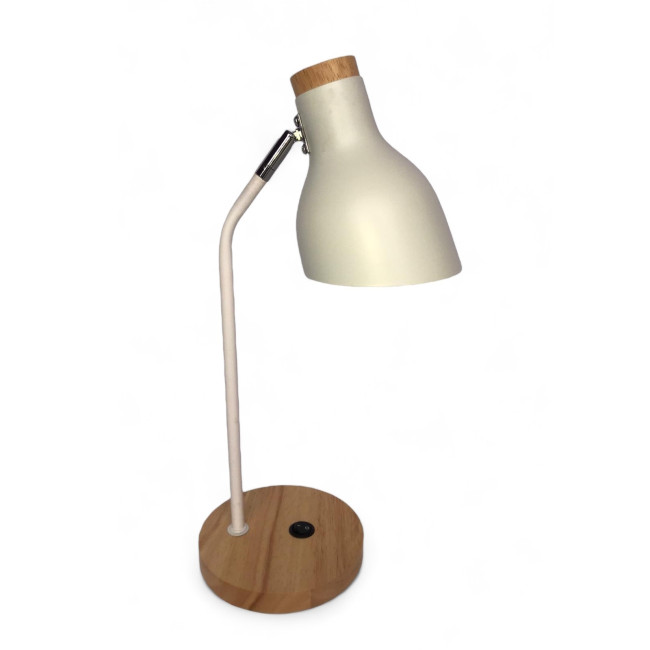 Tischlampe geschirmt Metall 3 Farben mit Holzfuss und CH-Stecker