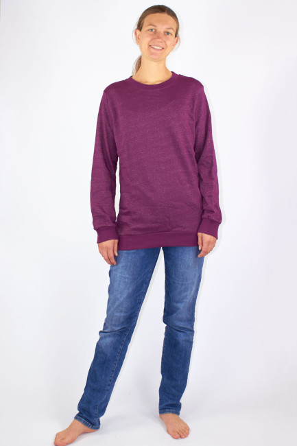 Wavesafe, 5G, Strahlenschutz, Damen Sweat Shirt Bio-Baumwolle Silber-Sweat Shirt Gestrick Bordeaux