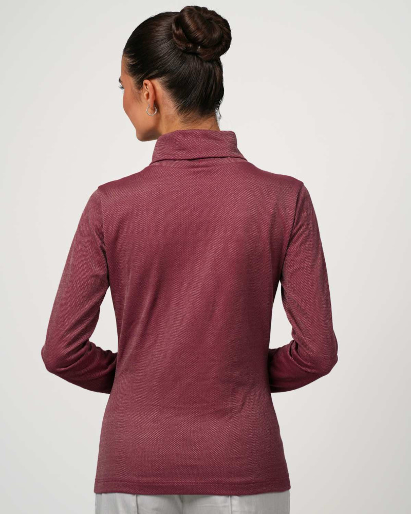 VIP turtleneck jumper – stylish protection with silver thread technology - wine red