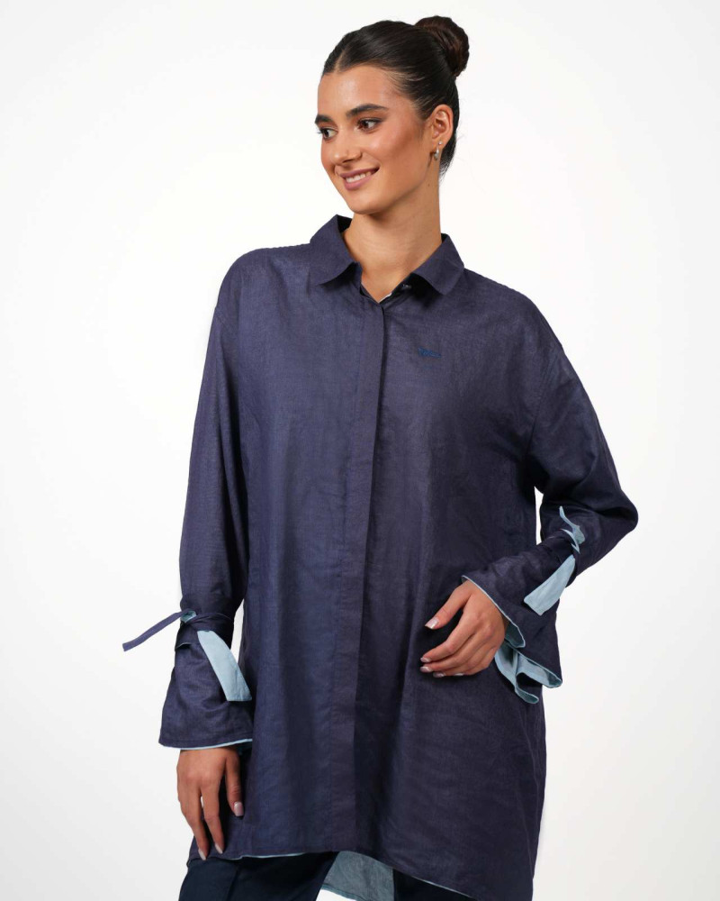 Oversize-Bluse VIP – Stilvoll geschützt mit Swiss Shield Ventus - Marineblau