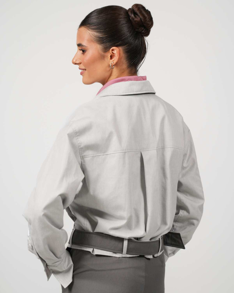 Crop Jacke VIP – Stil trifft Strahlenschutz - Hellgrau