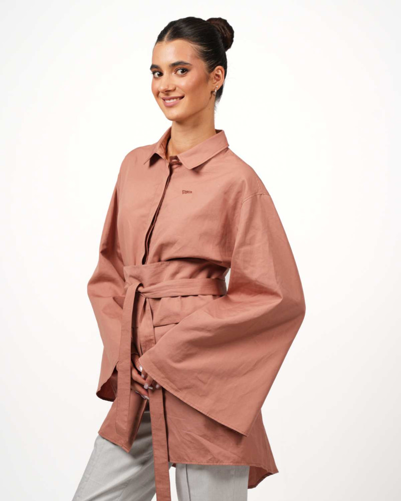 Oversize-Bluse VIP Swiss Shield Max Wear – Eleganz mit 5G-Schutz - Mocca Mousse