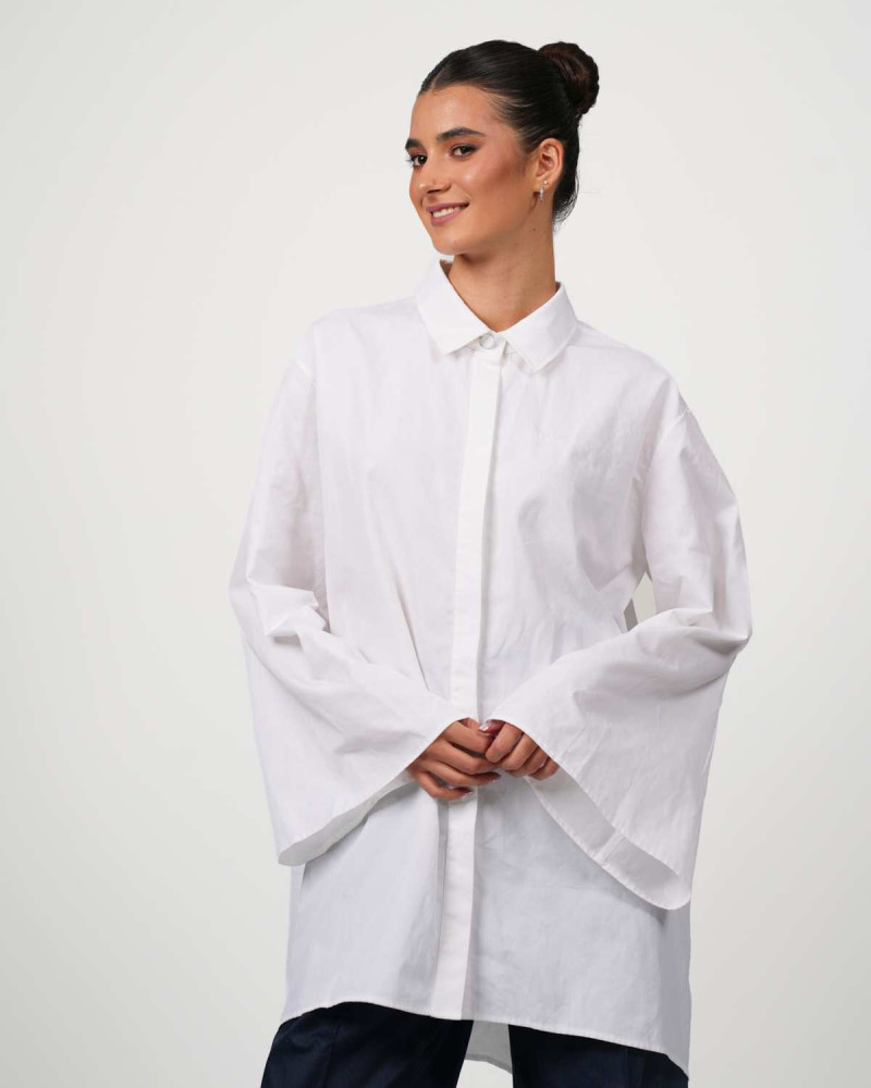 VIP Swiss Shield Max Wear oversized blouse – elegance with 5G protection - white