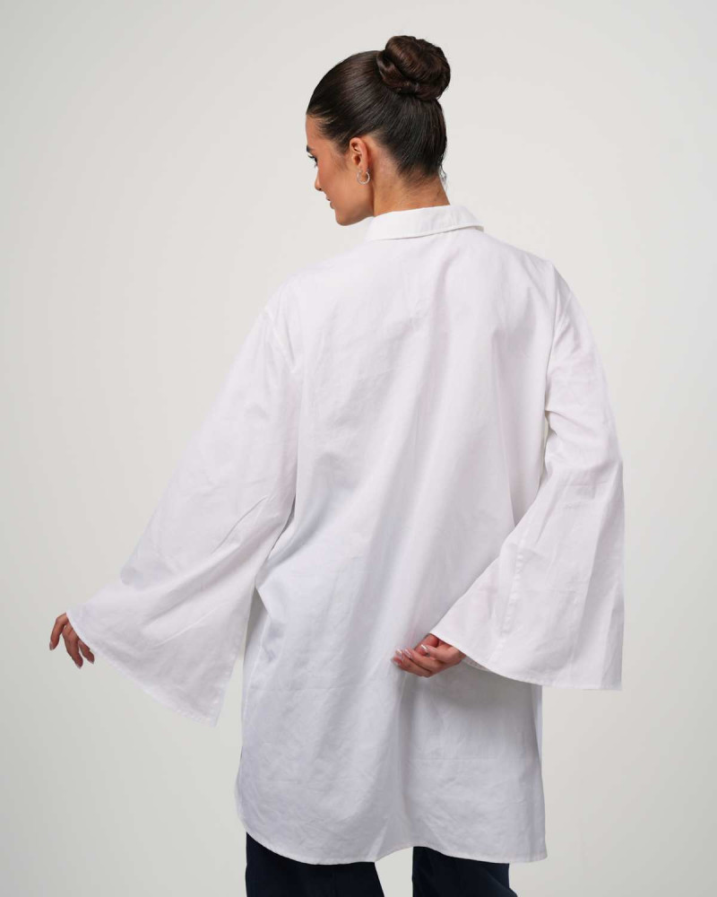 Blouse oversize VIP Swiss Shield Max Wear – Élégance et protection 5G - blanc