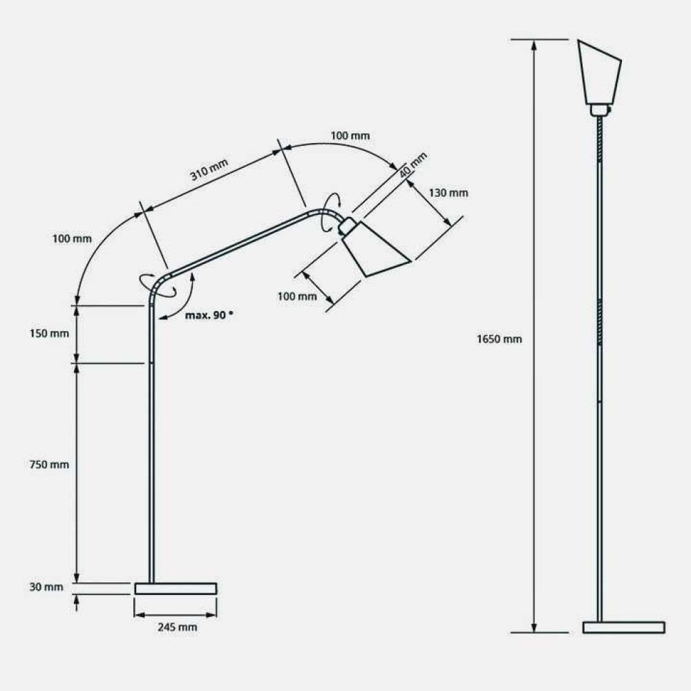 Stehleuchte geschirmt metall mit CH-Stecker