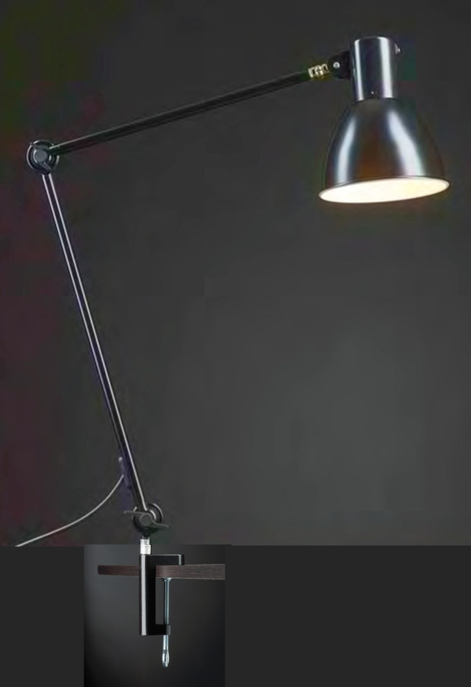 Wavesafe, radiation protection, low frequencies, protected cable/plug/light, work light (work light) 110 cm black shielded CH plug with table clamp base