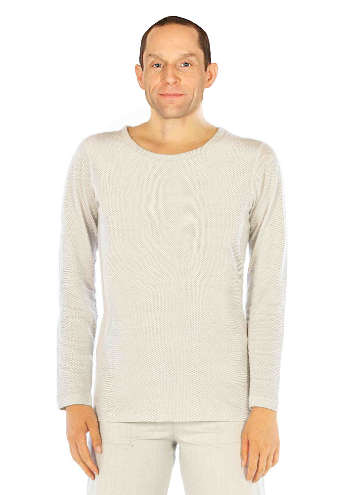 Wavesafe, 5G, protection contre les radiations, maillot de corps homme manches longues en coton avec tricot argenté blanc