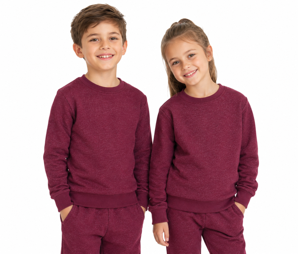 Kinder Sweat Shirt Bio-Baumwolle, Silber-Sweat Shirt Gestrick Bordeaux