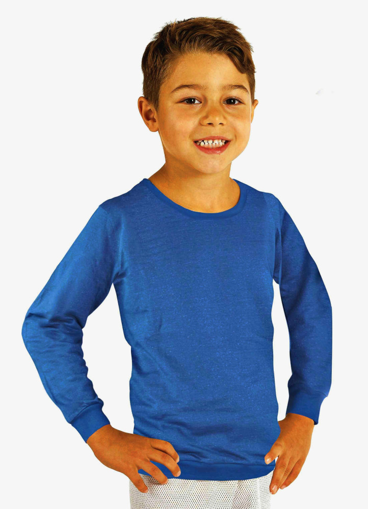 Kinder Sweat Shirt Bio-Baumwolle, Silber-Sweat Shirt Gestrick Royalblau