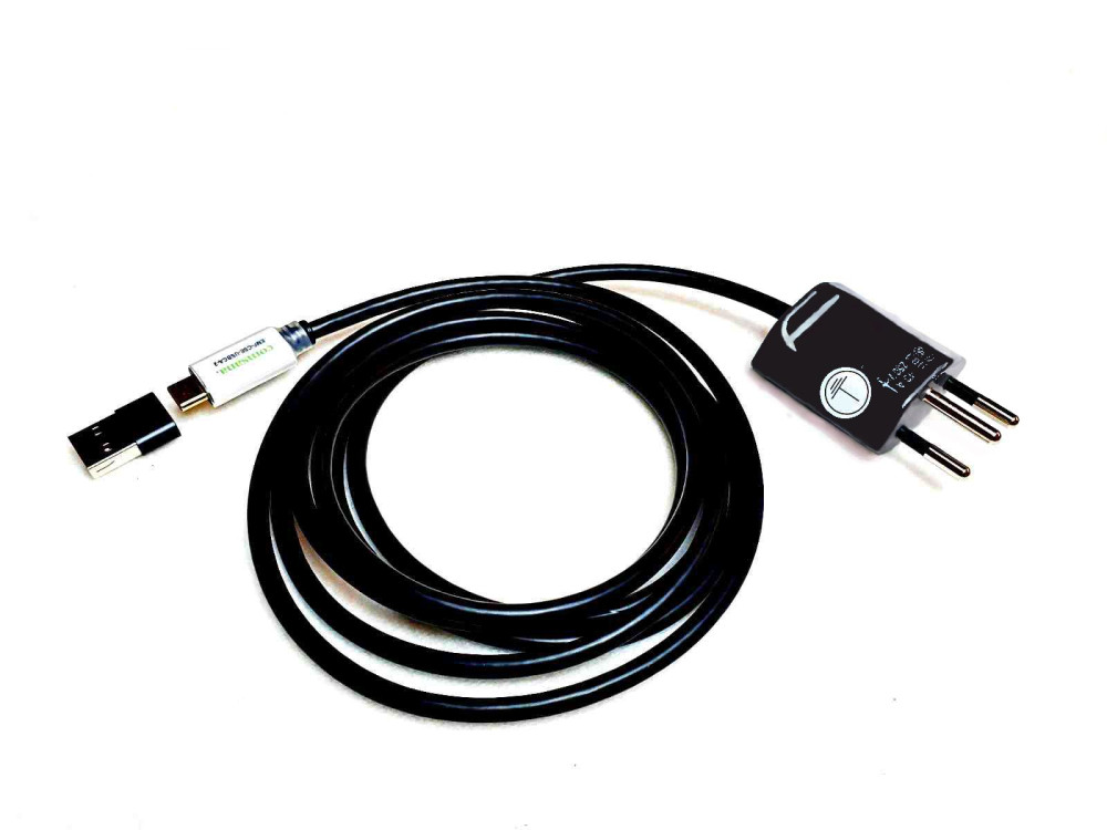 Wavesafe, 5G, radiation protection, USB connection cable for earthing laptop, printer or similar with CH plug 2m