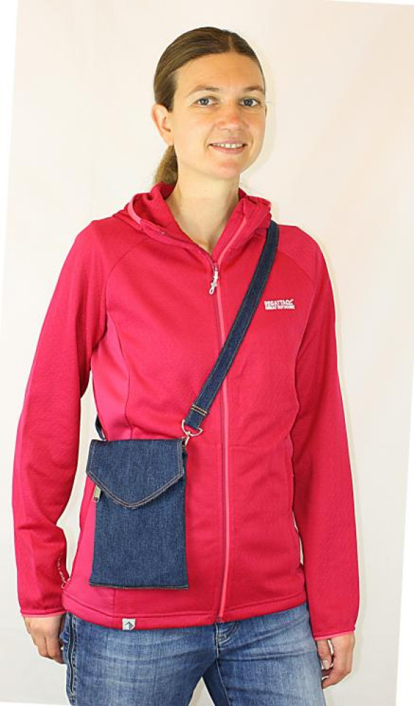 Handytasche Jeans 16.5x21.5cm mit Extreme Safe gefüttert zur Abschirmung gegen den Körper 82dB bei 3.5GHz