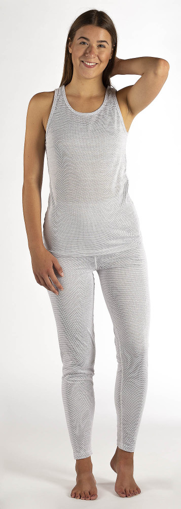 Wavesafe, 5G, Strahlenschutz, Damen Leggings weiss Bio BW mit Silbergestrick