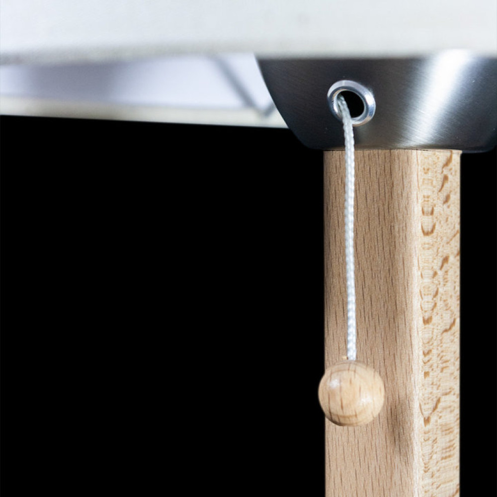 Lampe de table blindée, bois de hêtre, 31cm prise suisse crème