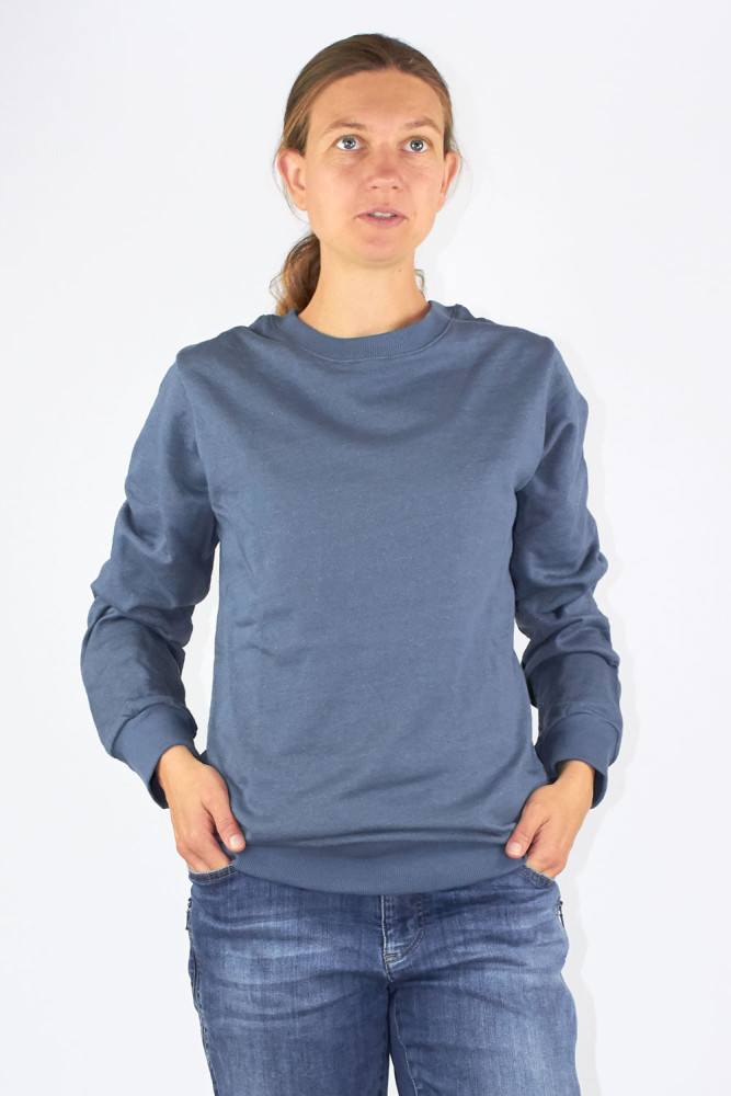Wavesafe, 5G, Strahlenschutz, Damen Sweat Shirt Bio-Baumwolle, Silber-Sweat Shirt Gestrick Anthrazit