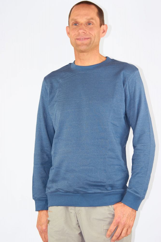 Wavesafe, 5G, Strahlenschutz, Herren Sweat Shirt Bio-Baumwolle Silber-Sweat Shirt Gestrick Anthrazit
