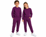 Tuta per il tempo libero dei bambini in cotone organico, camicia di sudore argentata lavorata a maglia bordeaux