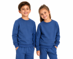 Felpa per bambini in cotone organico, maglia argentata blu reale